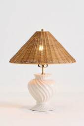 Angelica Twisted Ceramic Rattan Table Lamp - thumbnail 3