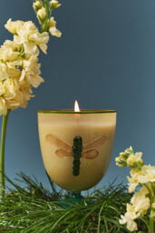 Pauline Floral Fresh Grass & Hyacinth Glass Dragonfly Candle - thumbnail 2