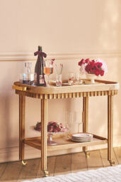 Norma Oak Bar Cart Drinks Trolley - thumbnail 6