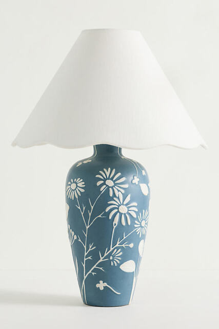 Ember Carved Ceramic Scallop Shade Table Lamp - image 1