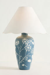 Ember Carved Ceramic Scallop Shade Table Lamp - thumbnail 4