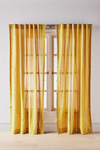 Walton Cotton-Linen Sheer Stripe Tassel Curtain - image 1