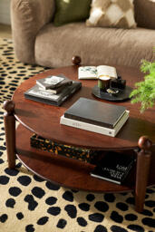 Roma Oak Round Coffee Table - thumbnail 1