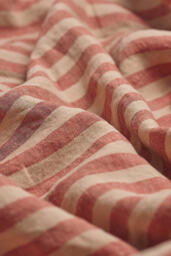 Piglet In Bed Sandstone Red Pembroke Stripe Linen Fitted Sheet - thumbnail 2