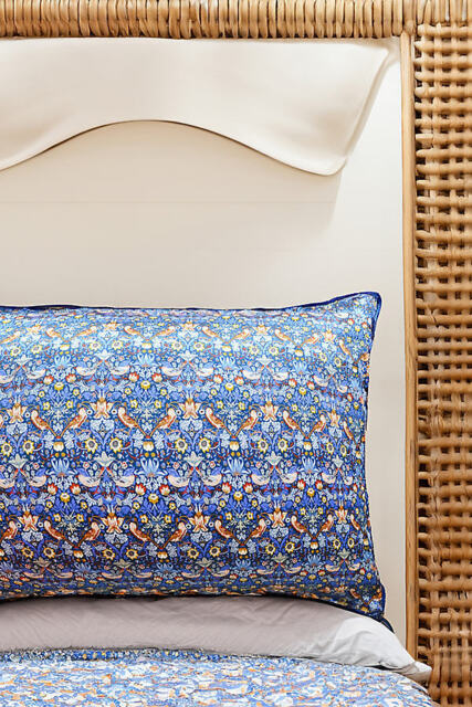 Coco Wolf Strawberry Thief Blue Silk Pillowcase by Anthropologie