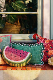 Dominica Indoor/Outdoor Woven Fruit Trim Cushion - thumbnail 1