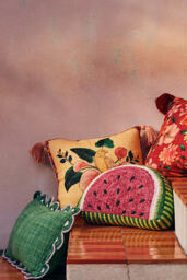 Dominica Indoor/Outdoor Woven Fruit Trim Cushion - thumbnail 2