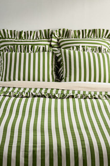 Maeve Cotton Striped Ruffle Printed Duvet Cover - image 1