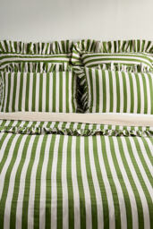Maeve Cotton Striped Ruffle Printed Duvet Cover - thumbnail 1