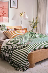 Maeve Cotton Striped Ruffle Printed Duvet Cover - thumbnail 4