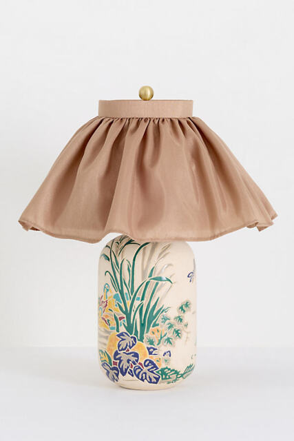Bernadette Ceramic Carved Table Lamp with Skirted Shade - image 1