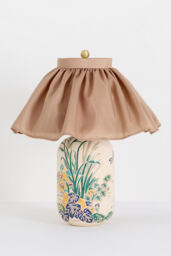 Bernadette Ceramic Carved Table Lamp with Skirted Shade