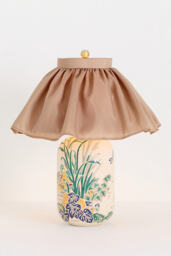 Bernadette Ceramic Carved Table Lamp with Skirted Shade - thumbnail 2