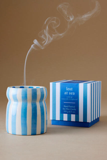 Paddywax Cabana Lost at Sea Striped Ceramic Candle - image 1
