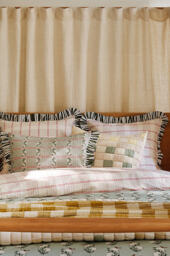 Zelda Cotton Floral Stripe Ruffle Printed Duvet Cover - thumbnail 3