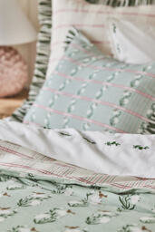 Zelda Cotton Floral Stripe Ruffle Printed Duvet Cover - thumbnail 4
