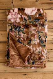 Seren Floral Jacquard Faux-Fur Throw Blanket - thumbnail 2