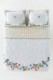 Juni Cotton Embroidered Floral Quilted Bedspread - thumbnail 2
