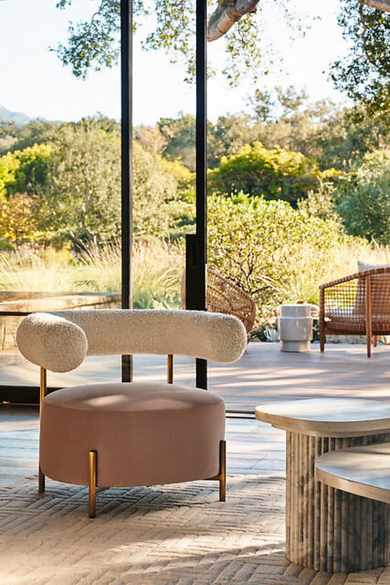 Flo Boucle Velvet Occasional Accent Chair by Anthropologie