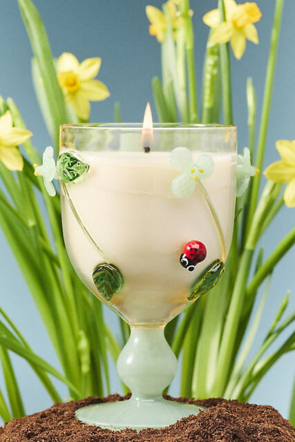 Vined Floral Seaside Flowers & Sandalwood Glass Candle - image 1