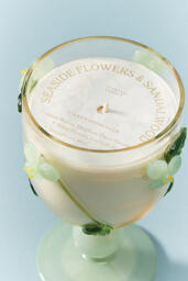 Vined Floral Seaside Flowers & Sandalwood Glass Candle - thumbnail 4