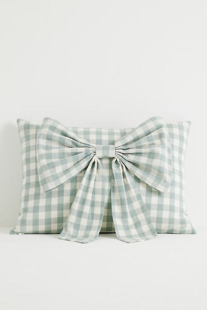 Ana Cotton Gingham Printed Bow Cushion - image 1