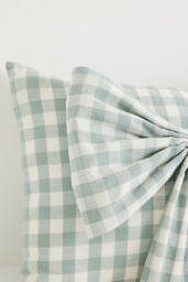 Ana Cotton Gingham Printed Bow Cushion - thumbnail 4