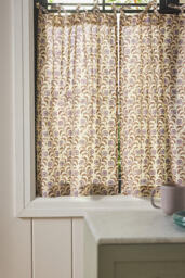 Printed Cotton Tie-Top Floral Café Curtains, Set of 2 - thumbnail 1