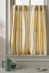 Cotton Woven Stripe Cafe Curtain, Set of 2 - thumbnail 1