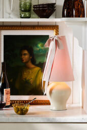 Bosette Bow Velvet & Wood Table Lamp