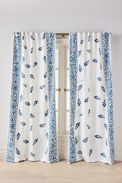Embroidered Cotton Suzani Border Curtain - image 1