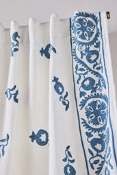 Embroidered Cotton Suzani Border Curtain - thumbnail 2