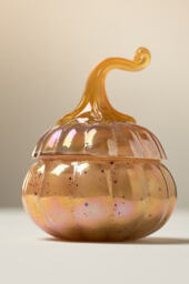 Gourmand Pumpkin Sweet Vanilla Mini Glass Pumpkin Candle - thumbnail 1