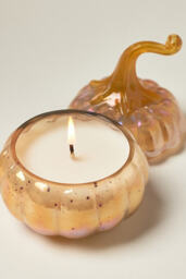 Gourmand Pumpkin Sweet Vanilla Mini Glass Pumpkin Candle - thumbnail 3