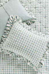 Gingham Ruffle Yarn-Dyed Cotton Pillowcases, Set of 2