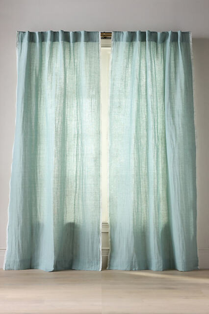 Amande Linen Cotton Curtain With Striped Trim - image 1