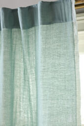 Amande Linen Cotton Curtain With Striped Trim - thumbnail 2