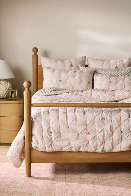 Emilia Cotton Voile Floral Icon Embroidered Bedspread - image 1