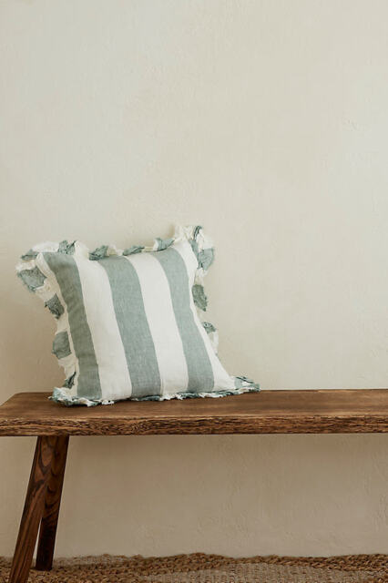 Ellenvale Interiors Hallie Teal Stripe Linen Cushion - image 1