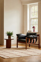 Neutral Grid Handwoven Cotton Wool Blend Shag Geometric Rug
