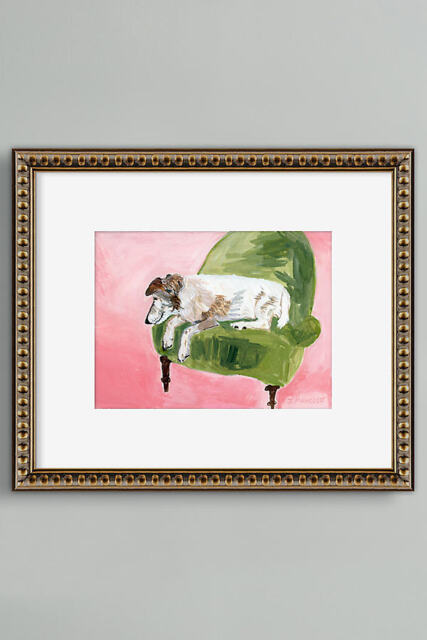 Paris Dog in Green Chair Framed Wall Art - image 1