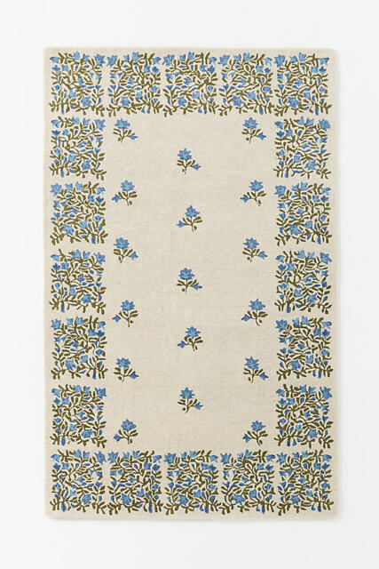 Oliver Tufted Wool Floral Border Rug - image 1