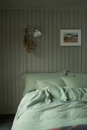Piglet In Bed Sage Green Linen Duvet Cover - thumbnail 2
