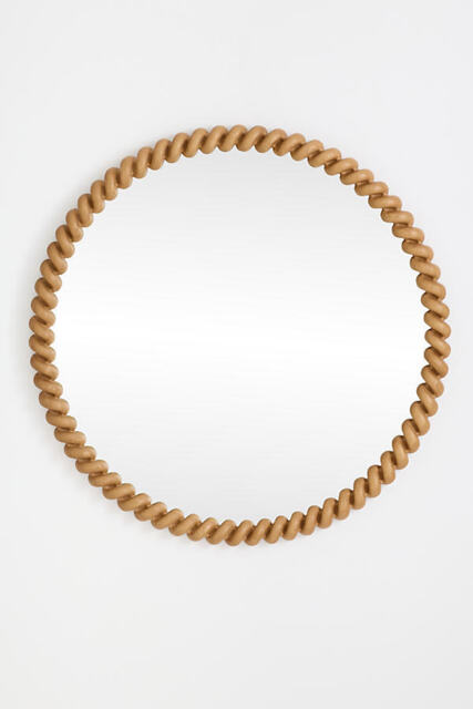 San Marco Braided Wood Finish Round Wall Mirror