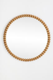 San Marco Braided Wood Finish Round Wall Mirror