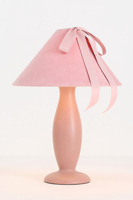 Bosette Bow Velvet and Wood Table Lamp - image 1