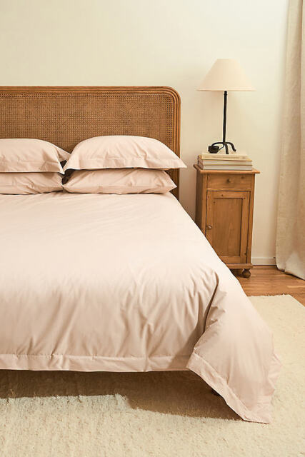 Dip & Doze Dusky Pink Edged Organic Cotton Percale Duvet Cover