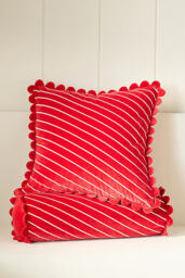 Cotton Velvet Striped Cushion - thumbnail 1
