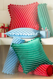 Cotton Velvet Striped Cushion - thumbnail 2