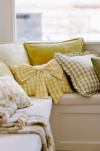 Ana Cotton Gingham Printed Ruffle Cushion - image 1
